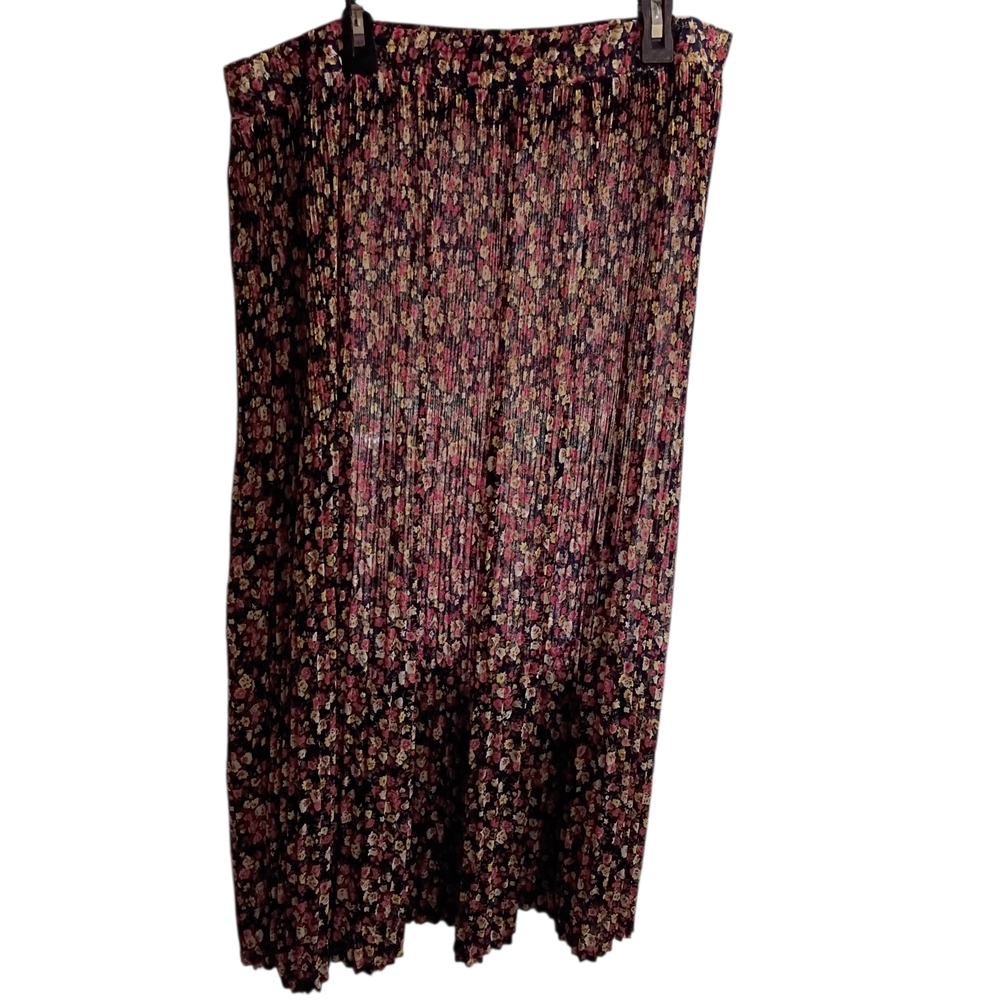 VTG Prophecy by Sag Harbor Floral Pleated Long Skirt Elastic Waist Size Large - Picture 2 of 6